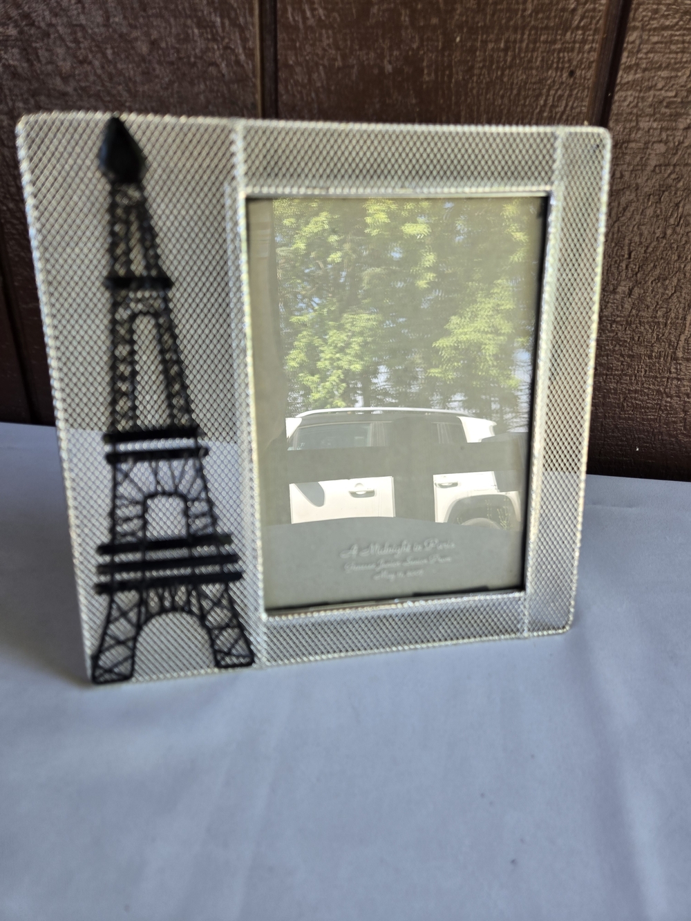 Silver Eiffel Tower Accent Photo Frame